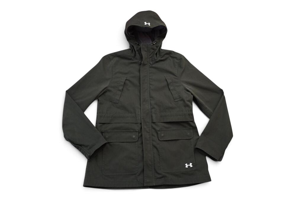 Under Armour Storm 1 Men's Field Jacket Olive Green Hooded 4 Pocket Sz Large